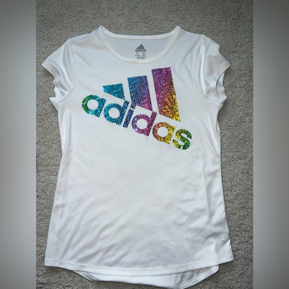 Adidas girls white top L 12/14